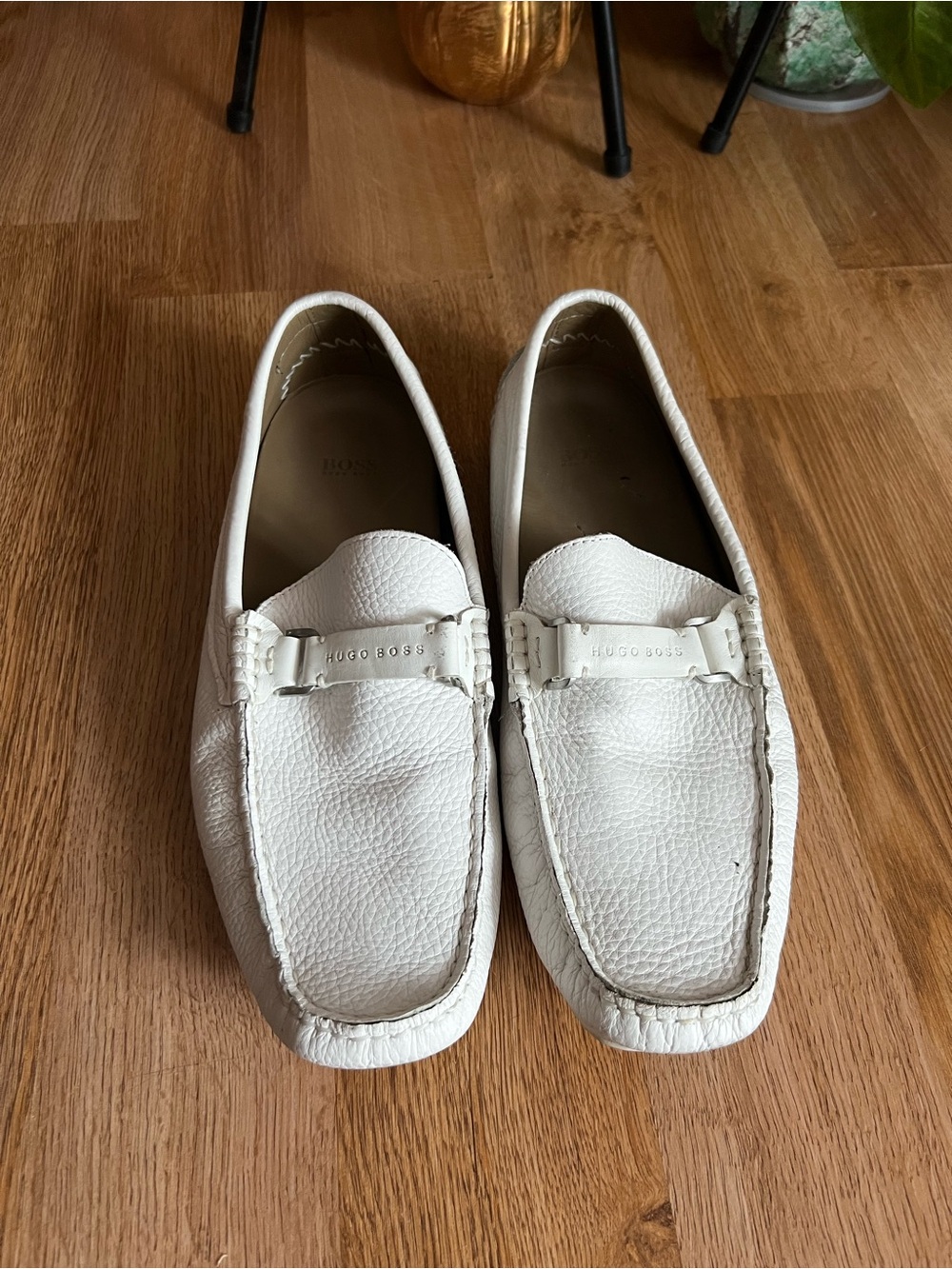 Hugo Boss White Leather Loafers Men's Slip-On Shoes 10.5